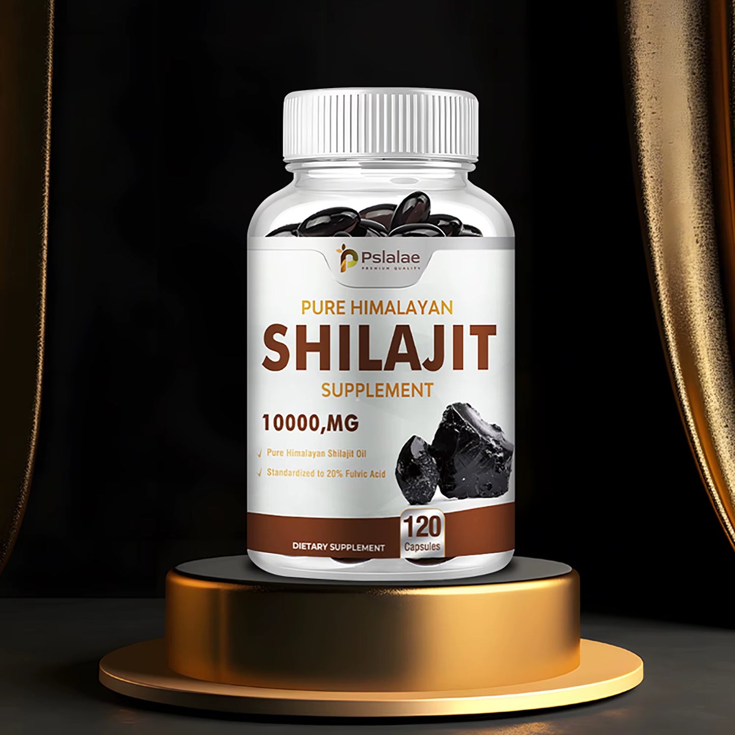 Shilajit Supplements - Enhance Nutrient Absorption and Promote Detoxification, Relieve Stress - 120 Capsules