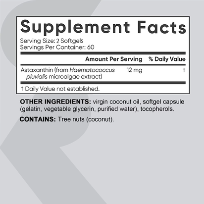 Astaxanthin - Promotes Eye, Joint, Skin and Heart Health, Improves Concentration and Memory,Antioxidant - 120 Capsules