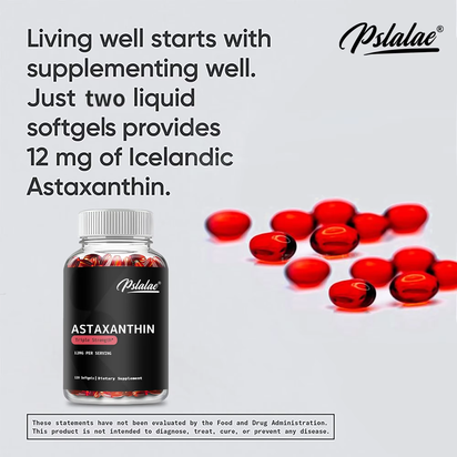 Astaxanthin - Promotes Eye, Joint, Skin and Heart Health, Improves Concentration and Memory,Antioxidant - 120 Capsules