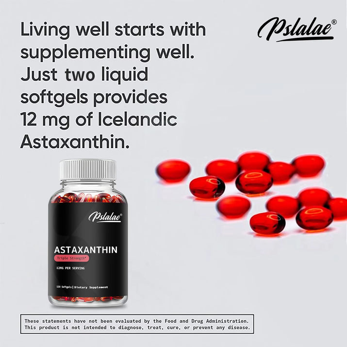 Astaxanthin - Promotes Eye, Joint, Skin and Heart Health, Improves Concentration and Memory,Antioxidant - 120 Capsules