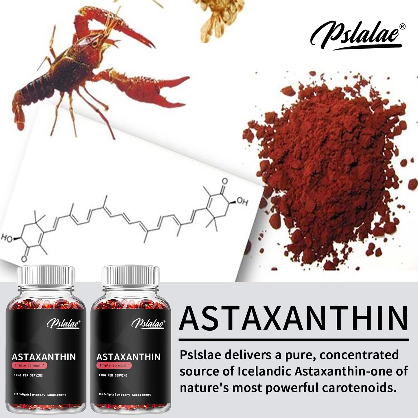 Astaxanthin - Promotes Eye, Joint, Skin and Heart Health, Improves Concentration and Memory,Antioxidant - 120 Capsules